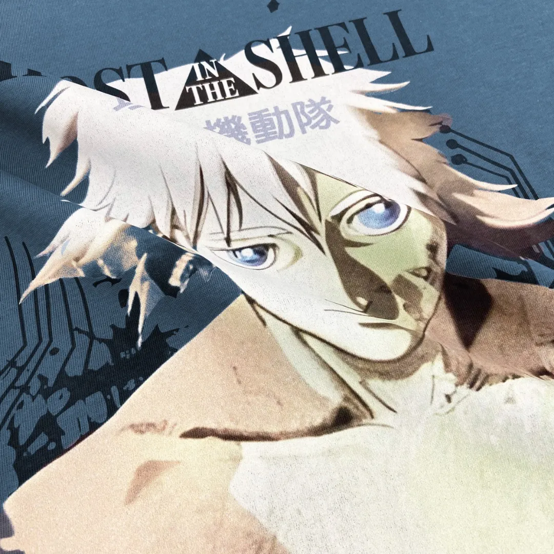 Stylish brand Saint Michael's Ghost in the Shell white-haired anime character prints retro Vintage loose short-sleeves. Digital white ink direct spray. The fabric is breathable and the pattern is three-dimensional and clear. Fabric: Double yarn 240g Style number: S908 Size: S-M-L-XL Color: Blue Price: P110